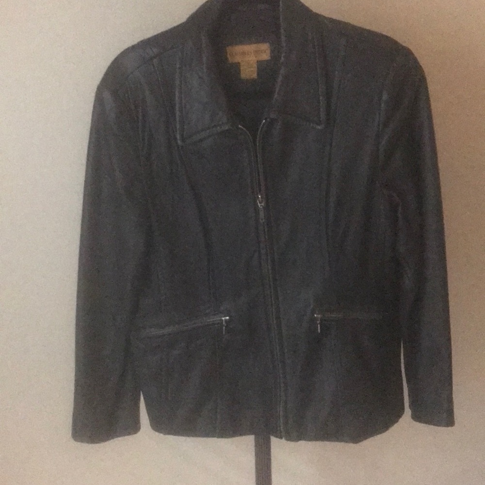 Nordstrom black leather jacket zipper petite size